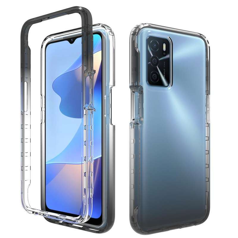 For OPPO A16 Shockproof High Transparency Two-color Gradual Change PC+TPU Candy Colors Phone Prot...