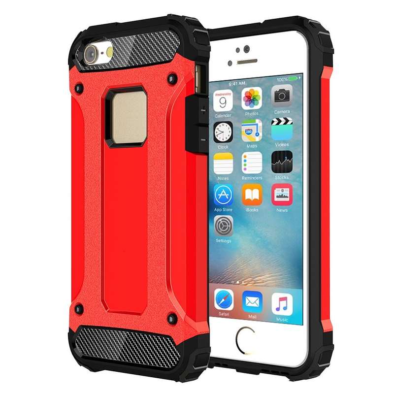 Tough Armor TPU + PC Combination Case for iPhone SE & 5 & 5s(Red)