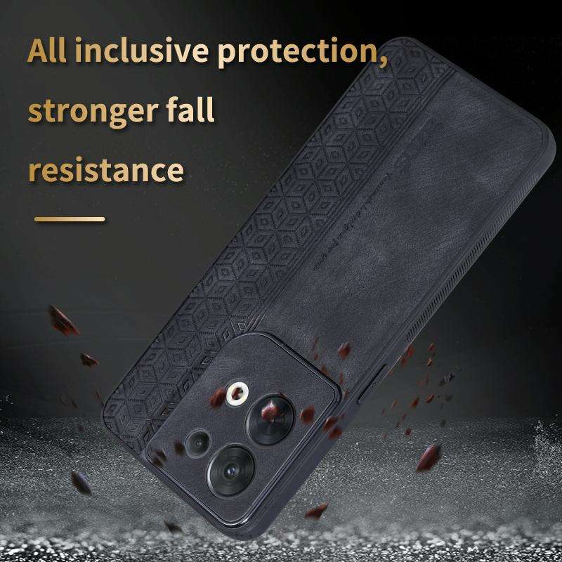 For OPPO Reno8 AZNS 3D Embossed Skin Feel Phone Case(Brown)