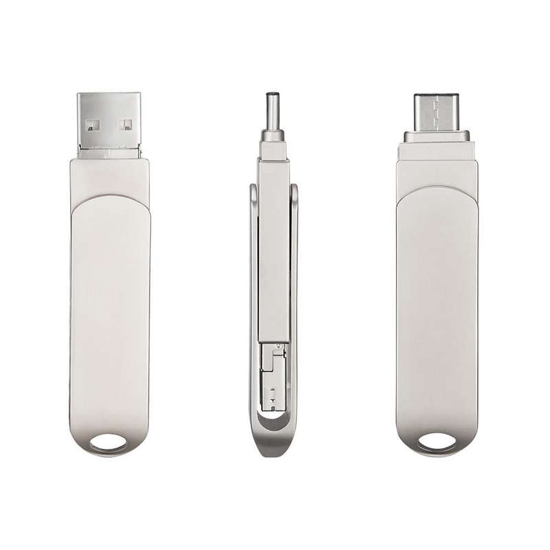 RQW-10X 3 in 1 USB 2.0 & 8 Pin & USB-C / Type-C 32GB Flash Drive, for iPhone & iPad & iPod & Most...