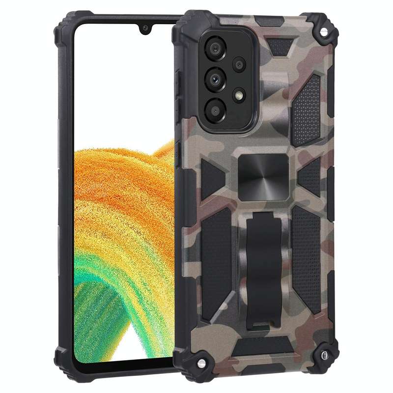 For Samsung Galaxy A33 5G Camouflage Armor Shockproof TPU + PC Magnetic Protective Phone Case wit...