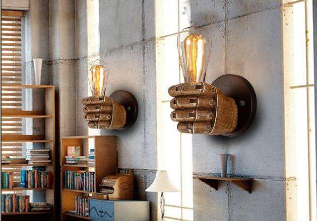 Creative Personality Fist Wall Lamp Bedroom Bedside Restaurant Cafe Resin Decorative Antique Lamp...