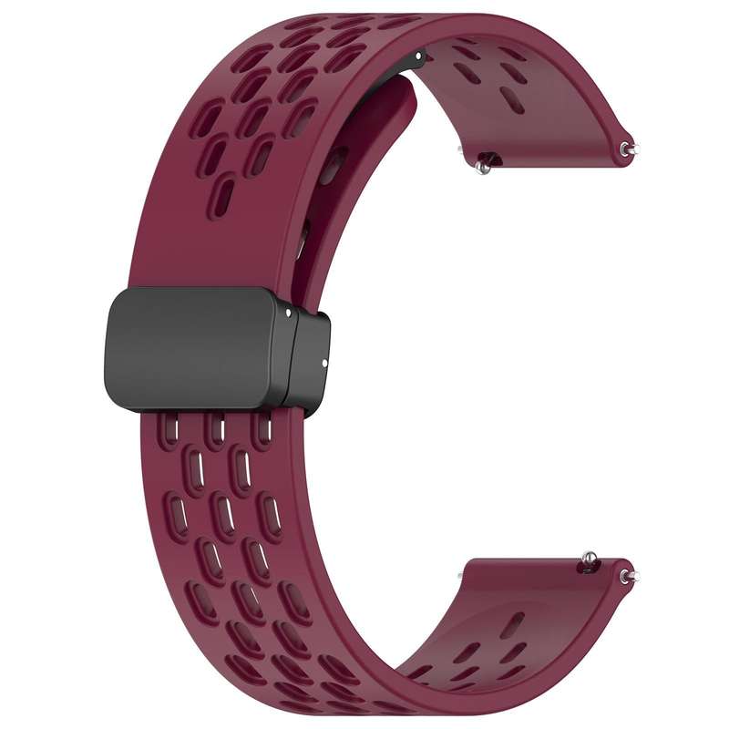 For SUUNTO 5 Peak 22mm Folding Magnetic Clasp Silicone Watch Band(Wine Red)