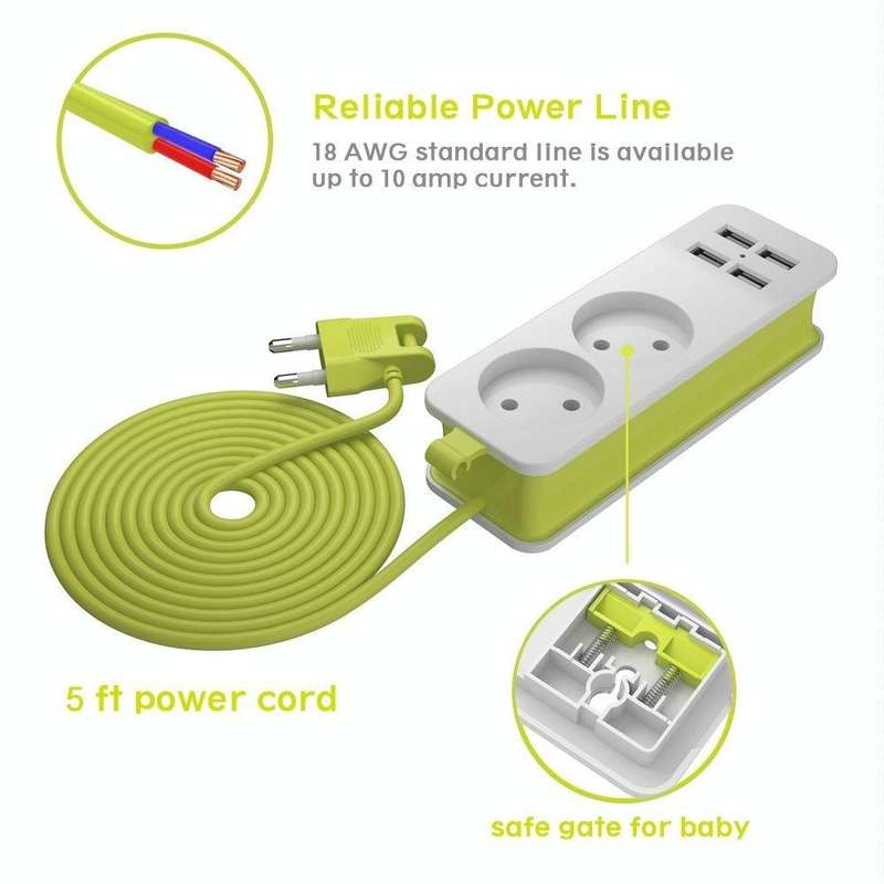 Power Strip 1/2 EU Plug 4 USB Port 1200W 250V 1.5m Cable Wall Portable Multiple Socket EU Plug Ou...