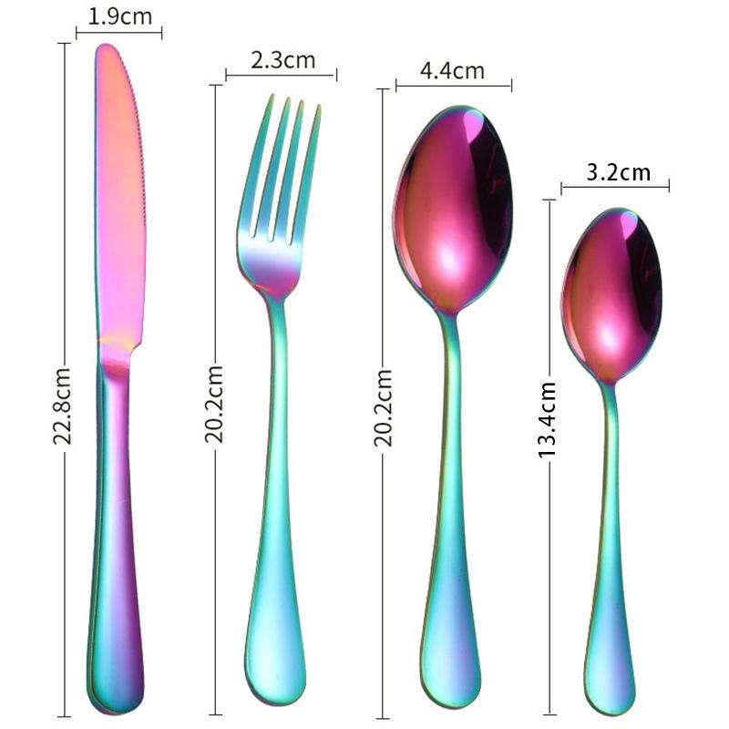 24 in 1 Stainless Steel Tableware Western Steak Cutlery Gift Set, Color: Rose Gold