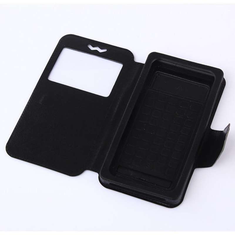 Silicone Sliding Universal Leather Case for 5.0 inch Mobile Phone(Black)