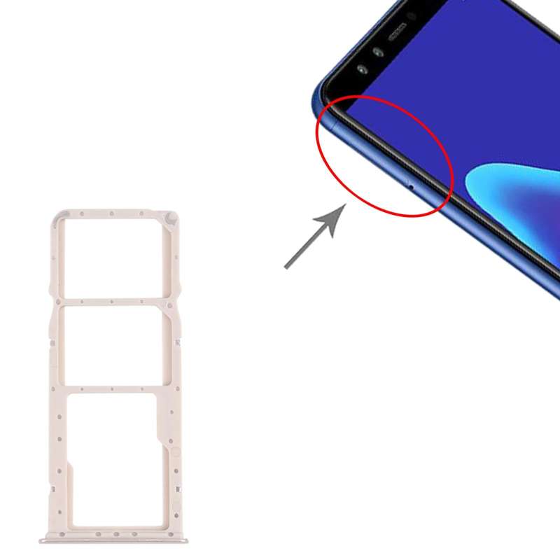 SIM Card Tray + SIM Card Tray + Micro SD Card Tray for Huawei Y9 (2018) (Gold)