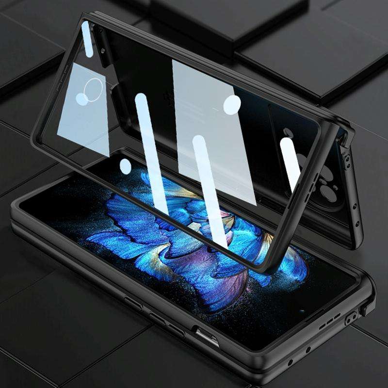 For vivo X Fold GKK Magnetic Hinge Flip Phone Case with Holder(Grey)