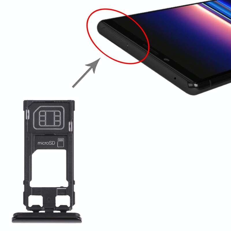 SIM Card Tray + Micro SD Card Tray for Sony Xperia 1 / Xperia XZ4 (Black)