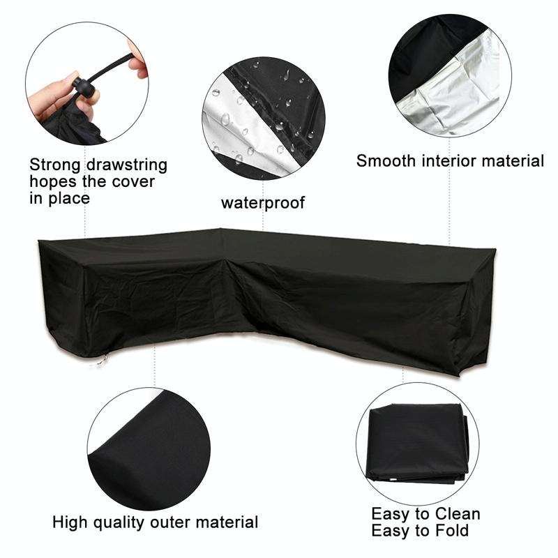 Outdoor Garden Furniture Corner Sofa Cover Dustproof Table Cover, Size: 200x270x82cm(Black)