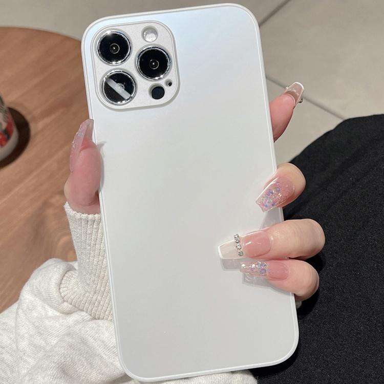 For iPhone 13 AG Frosted Tempered Glass Phone Case(White)
