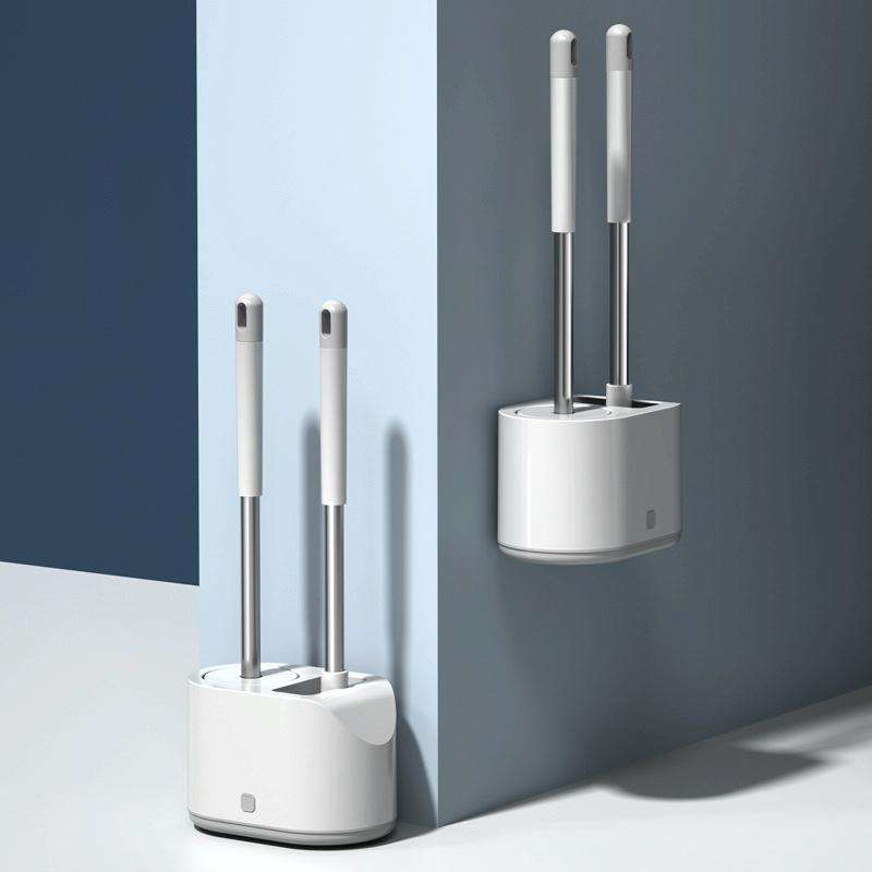MT2 Silicone Double Brushs Head Toilet Brush Set, Colour: Landing Type