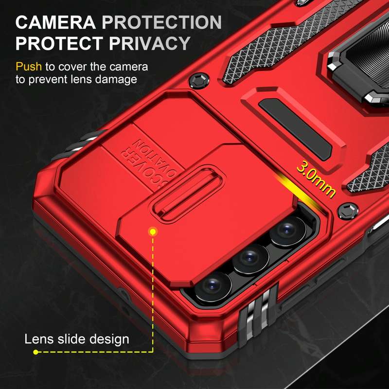 For Samsung Galaxy A32 5G Armor PC + TPU Camera Shield Phone Case(Red)