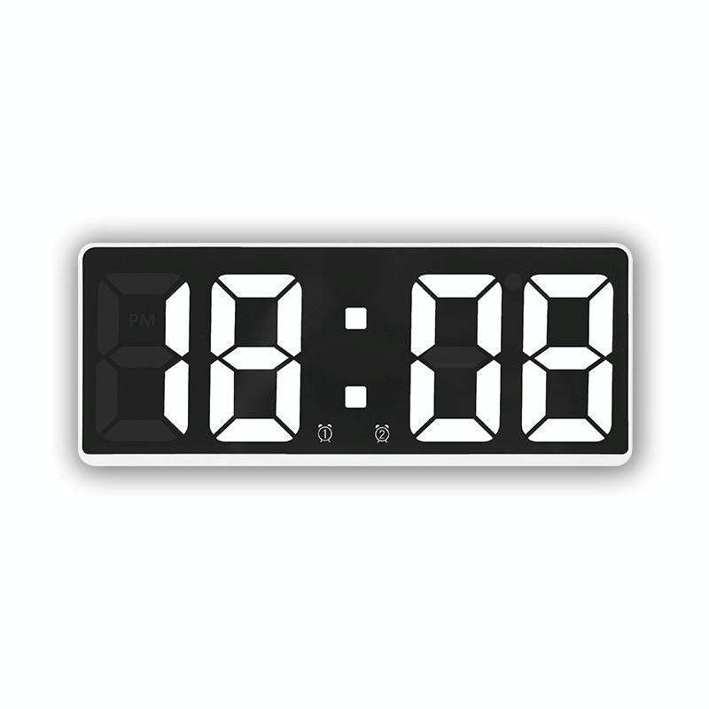 LED Bedside Alarm Clock Battery Plug-In Dual-Purpose Clock(White)