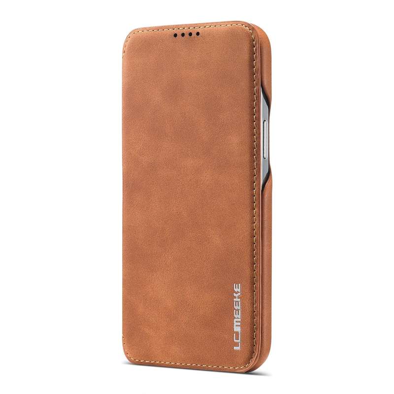 LC.IMEEKE Hon Ancient Series Flip Leather Phone Case For iPhone 15(Brown)