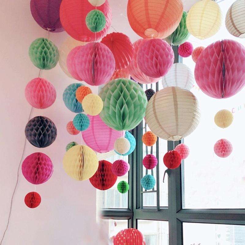 2 PCS Wedding Room Decoration Festive Mall Decoration Paper Honeycomb Ball Lantern, Size:8 inches...