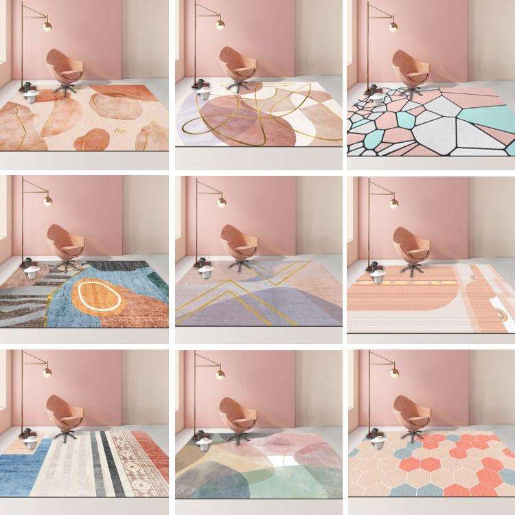 Modern Abstract Geometric Living Room Rug Coffee Table Cushion, Size: 50x80cm(09)