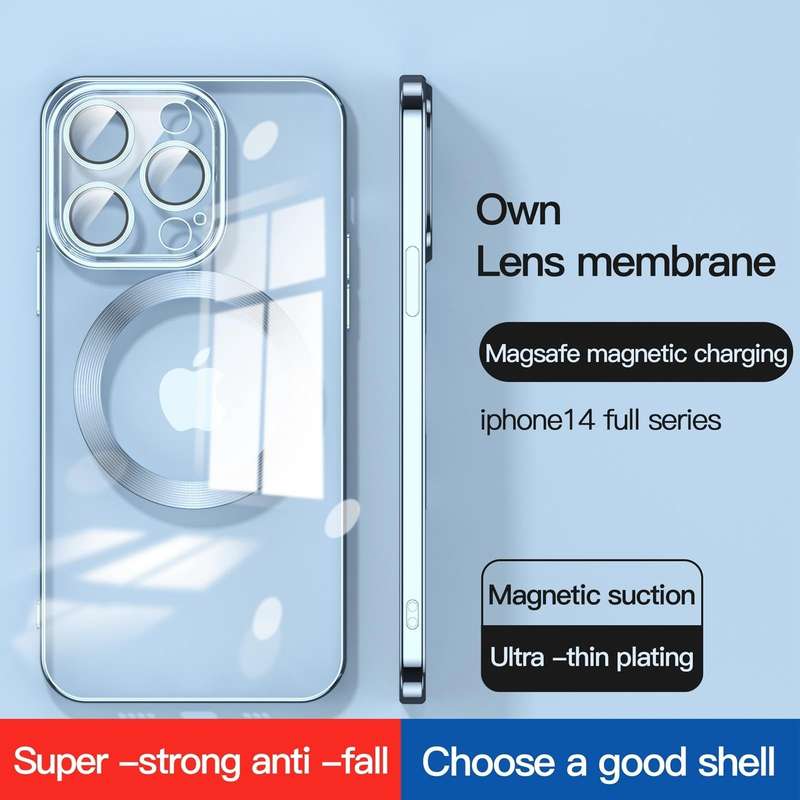 For iPhone 15 Pro Lens Protector MagSafe Electroplated Phone Case(Sierra Blue)