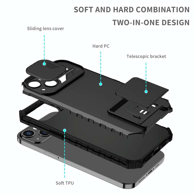 For Xiaomi Redmi Note 10 Pro 4G Stereoscopic Holder Sliding Camshield Phone Case(Black)