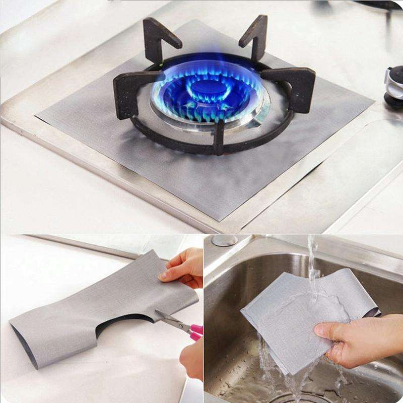 4 PCS Gas Furnace Surface Ultra-thin Fibre Material Stovetop Protective Cleaning Pad, Size: 27*27...