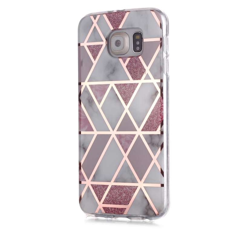 For Galaxy S6 Plating Marble Pattern Soft TPU Protective Case(Pink)