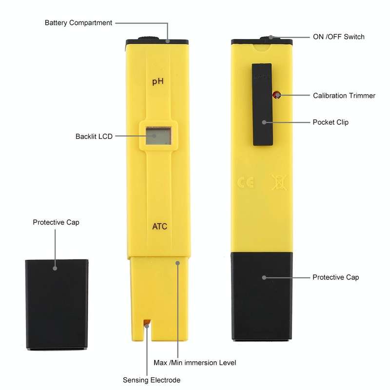 Pocket-sized PH Meter with ATC(Yellow)