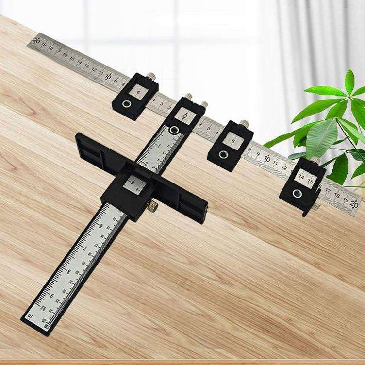 Woodworking Aid Tool Handle Punch Locator Cabinet Door Hole Opener Black HD Set