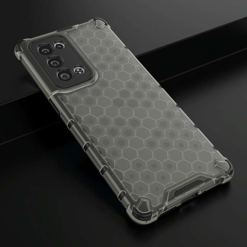 For OPPO Reno6 Pro+ 5G Shockproof Honeycomb PC + TPU Protective Case(Black)