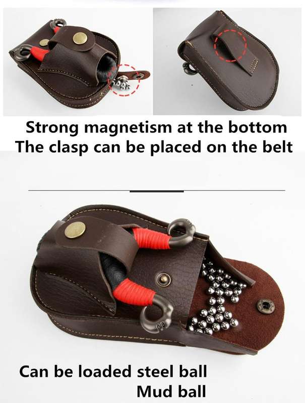 Steel Ball Package Leather Slingshot Bag Durable Without Deformation for Hunting, Color Random De...