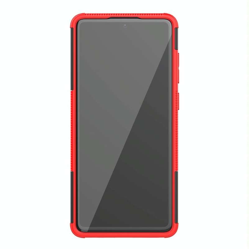 For Galaxy Note 10 Lite Tire Texture Shockproof TPU+PC Protective Case with Holder(Red)