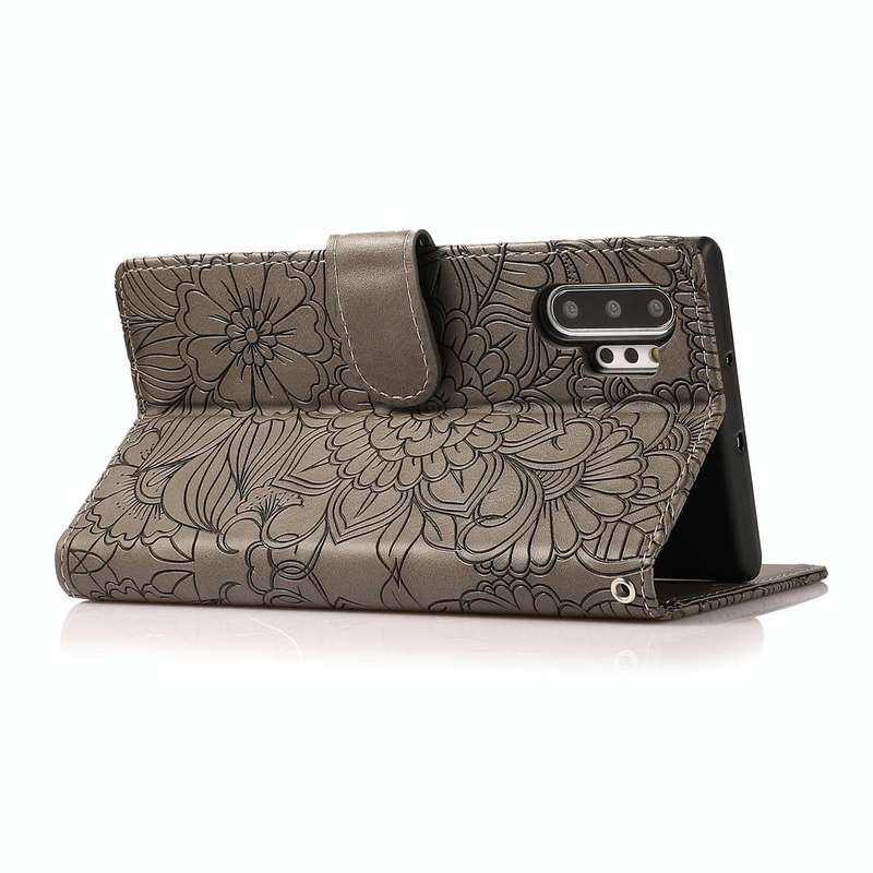 For Samsung Galaxy Note10+ Skin Feel Embossed Sunflower Horizontal Flip Leather Case with Holder ...