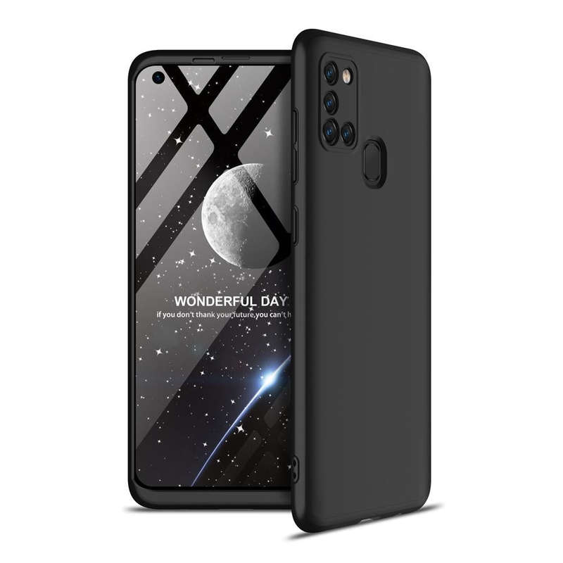 For Samsung Galaxy A21s GKK Three Stage Splicing Full Coverage PC Protective Case(Black)