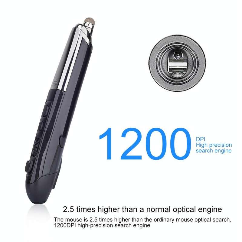 PR-08 6-keys Smart Wireless Optical Mouse with Stylus Pen & Laser Function (Black)
