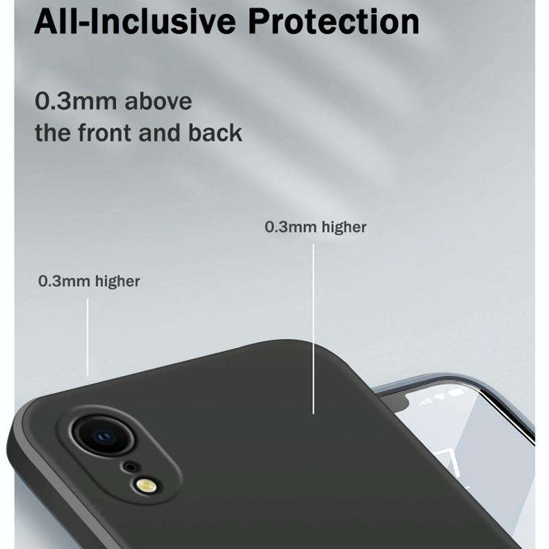 For iPhone XR Solid Color Imitation Liquid Silicone Straight Edge Dropproof Full Coverage Protect...