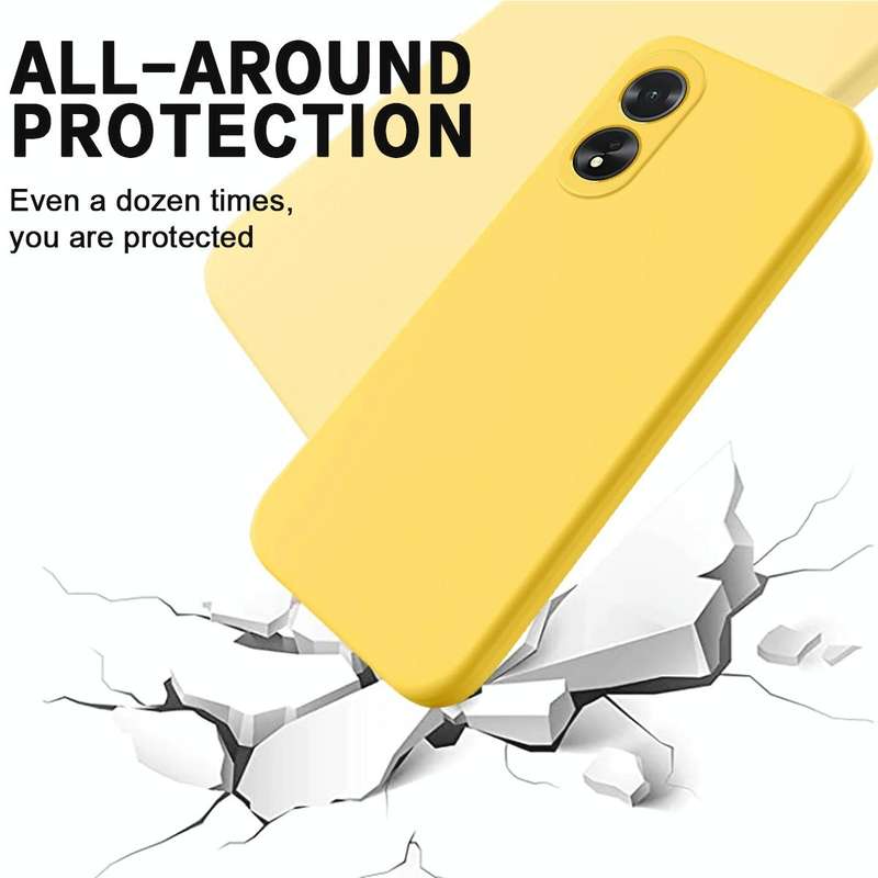 For OPPO A38 / A18 4G Pure Color Liquid Silicone Shockproof Phone Case(Yellow)