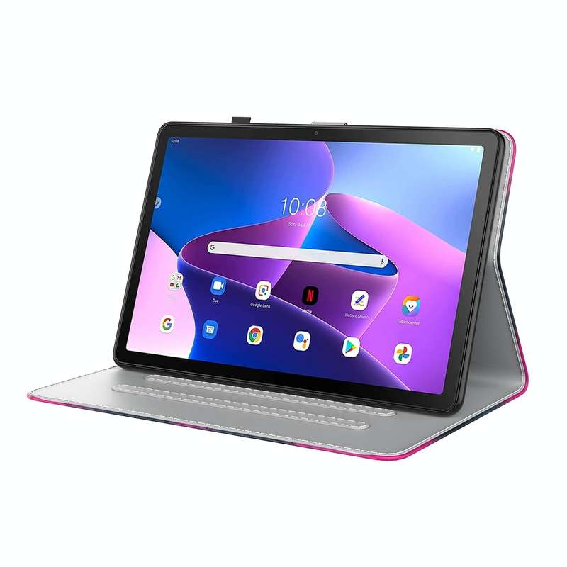 For Lenovo Tab M10 10.1 3rd Gen Watercolor Pattern Skin Feel Magnetic Leather Tablet Case(Berry)