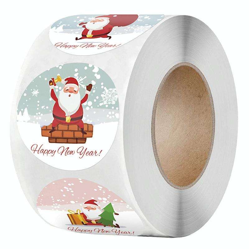 Christmas Santa Sticker Self-Adhesive Gift Tag, Size: 1.5 Inch/3.8cm( LG-210922-38-005)