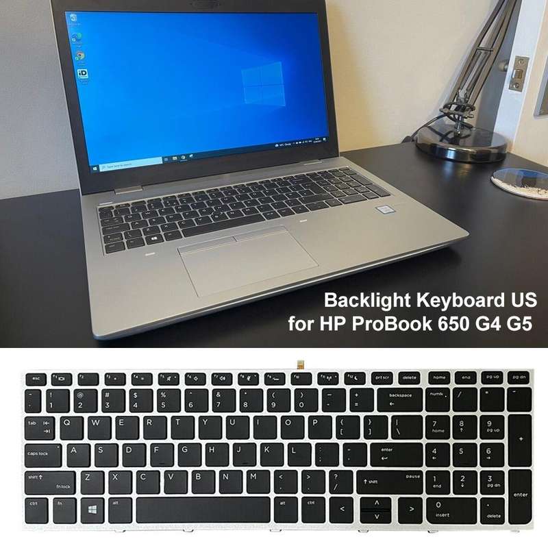 For HP ProBook 650 G4 Silver Frame US Version Laptop Backlight Keyboard