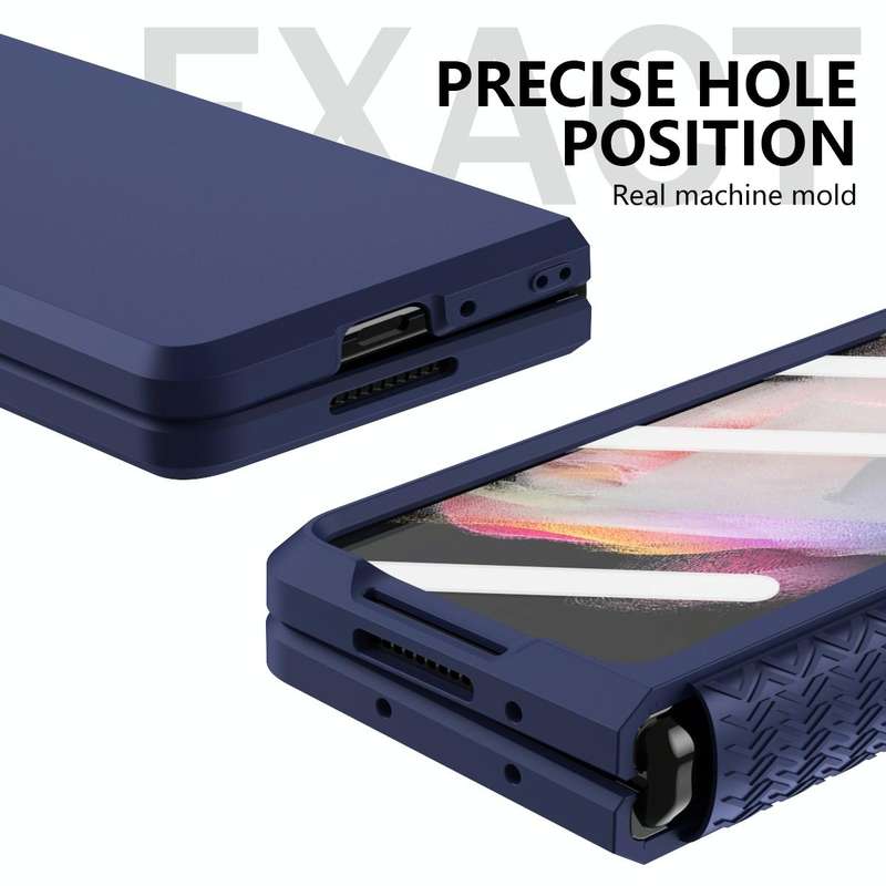 For Samsung Galaxy Z Fold3 5G 360 Full Body TPU Hinge Flip Phone Case(Blue)