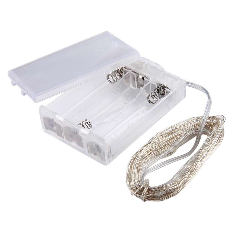 5m IP65 Waterproof Silver Blue Light Wire String Light, 50 LEDs SMD 0603 3x AA Batteries Box Fair...
