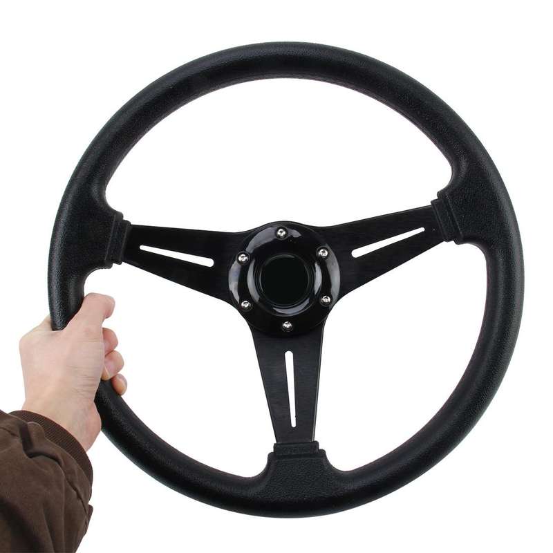 35cm PU Racing Sport Hand Wheel Car Modified Steering Wheel(Black)