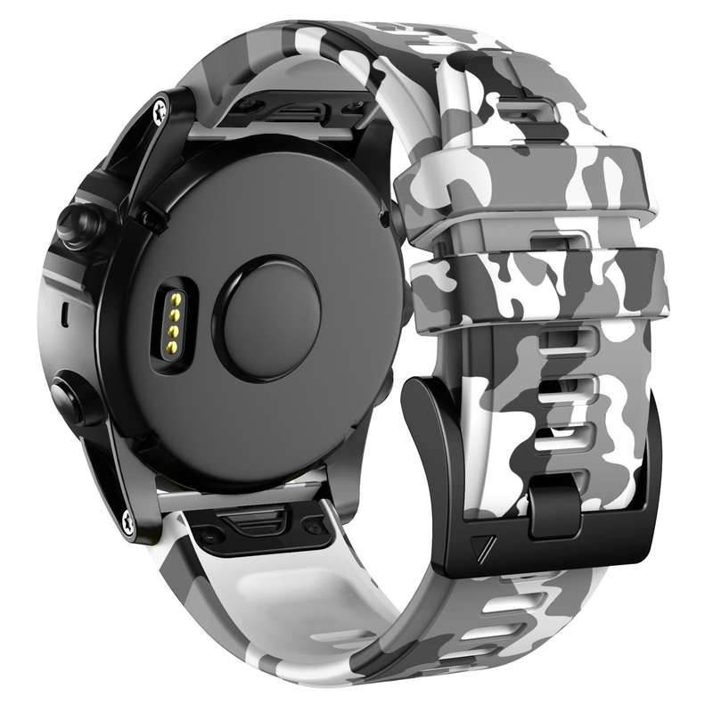 For Garmin Fenix 7X Camouflage Silicone Watch Band(White)
