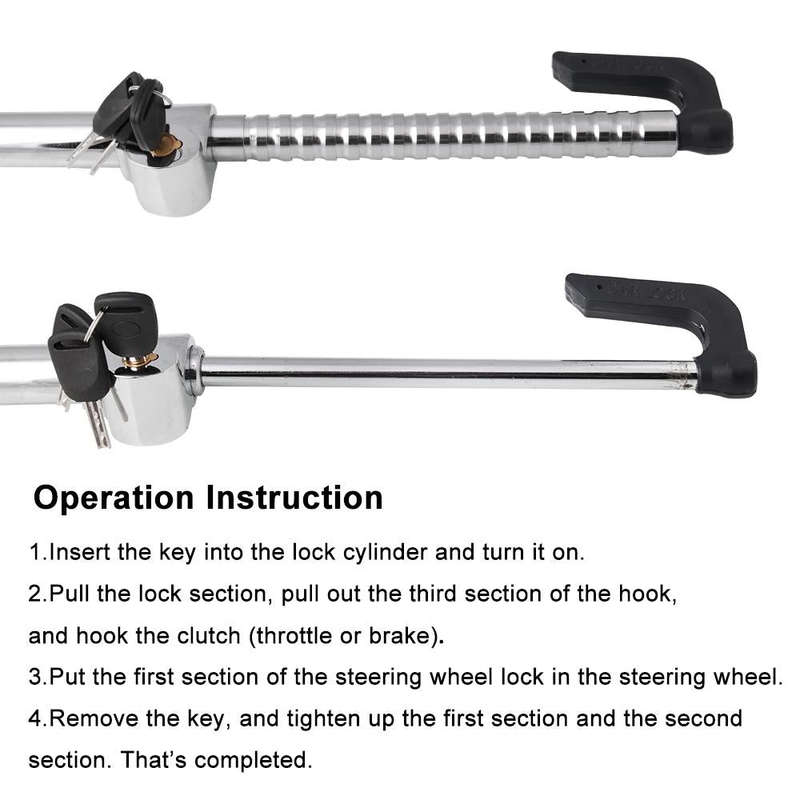 Universal Modified Clutch Lock Extendable Steering Wheel & Clutch Brake Lock