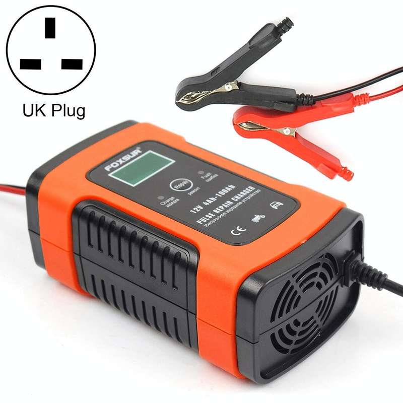 12V 6A Intelligent Universal Battery Charger for Car Motorcycle, Length: 55cm, UK Plug(Red)