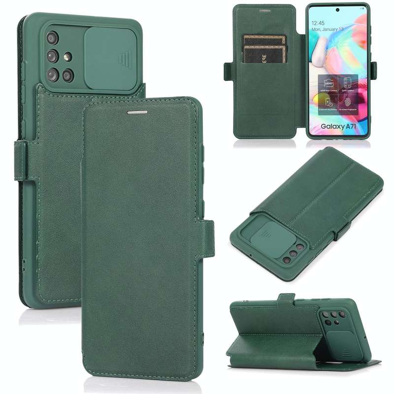 For Samsung Galaxy A71 Push Window Double Buckle PU + Silicone Horizontal Flip Leather Case with ...