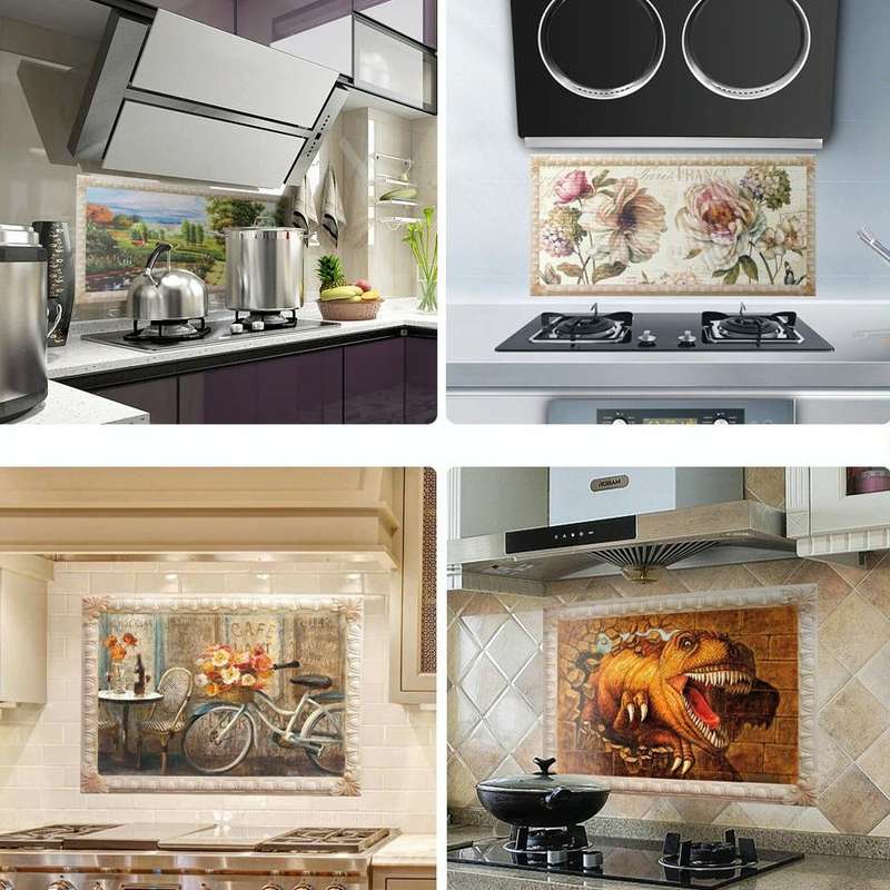 Self-Adhesive Heat-Resistant Oil-Proof Stickers Household Kitchen Stove Tile Wall Stickers, Speci...
