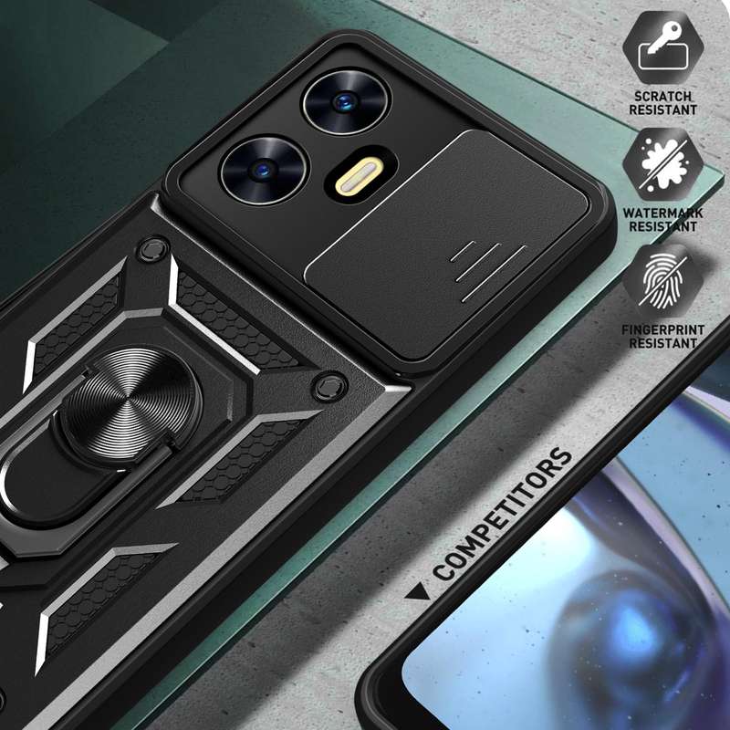 For Realme C55 4G Sliding Camera Cover Design TPU+PC Phone Case(Green)