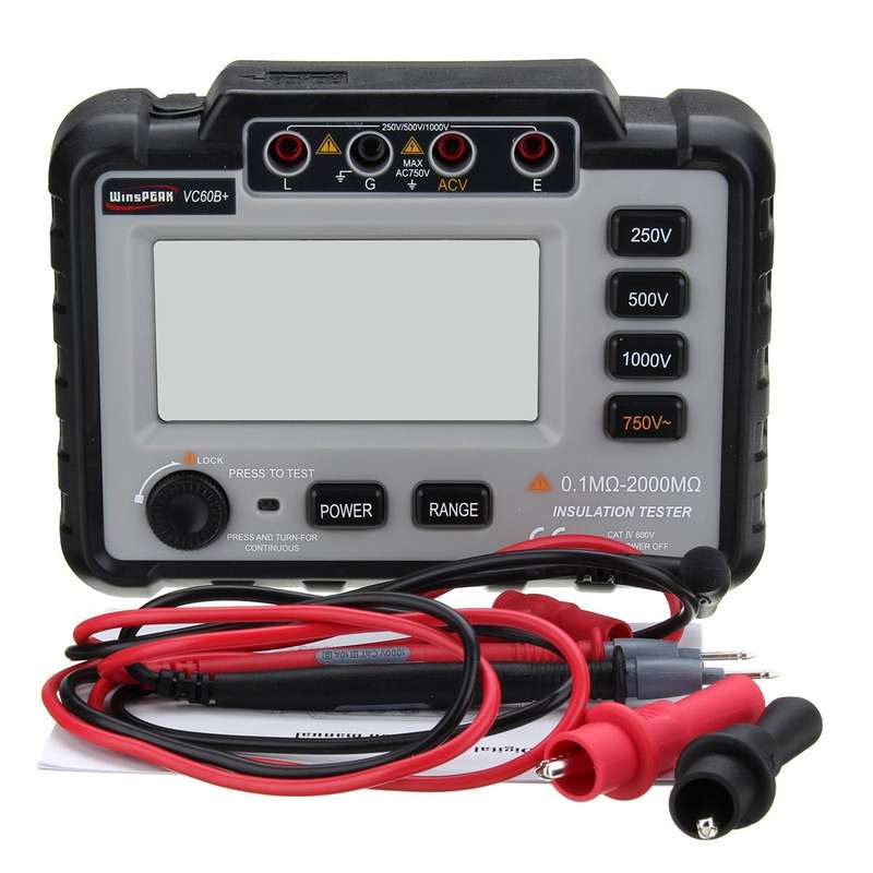 WinAPEX VC60B+ 250/500/1000V DC Digital Insulation Resistance Tester Megger MegOhm Meter