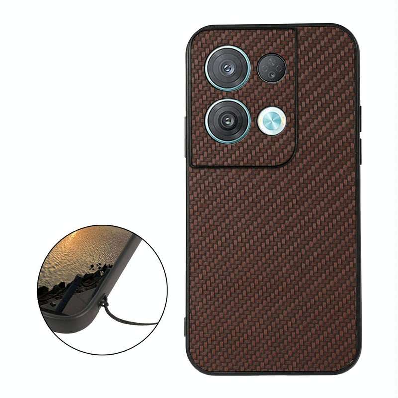 For OPPO Reno8 Carbon Fiber Texture Shockproof Protective Phone Case(Brown)