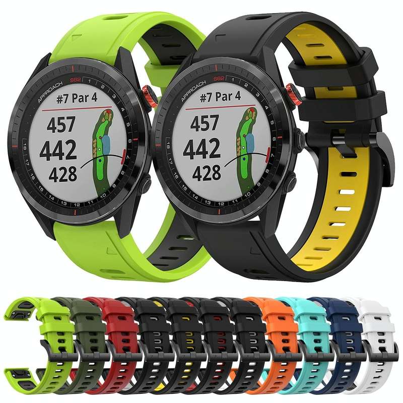 For Garmin Approach S62 22mm Two-Color Sports Silicone Watch Band(Army Green + Black)